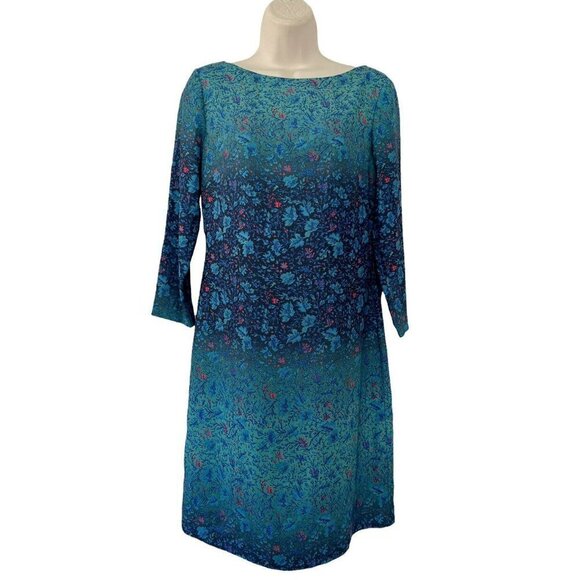 Marchesa Voyage Woman's Size 2 Blue Green Red Floral Long Sleeve Sheath Dress - Picture 1 of 8